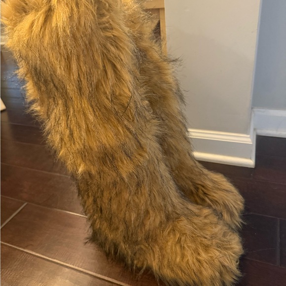 Faux Fur Knee-High Boots - Dark Brown - Picture 2 of 4